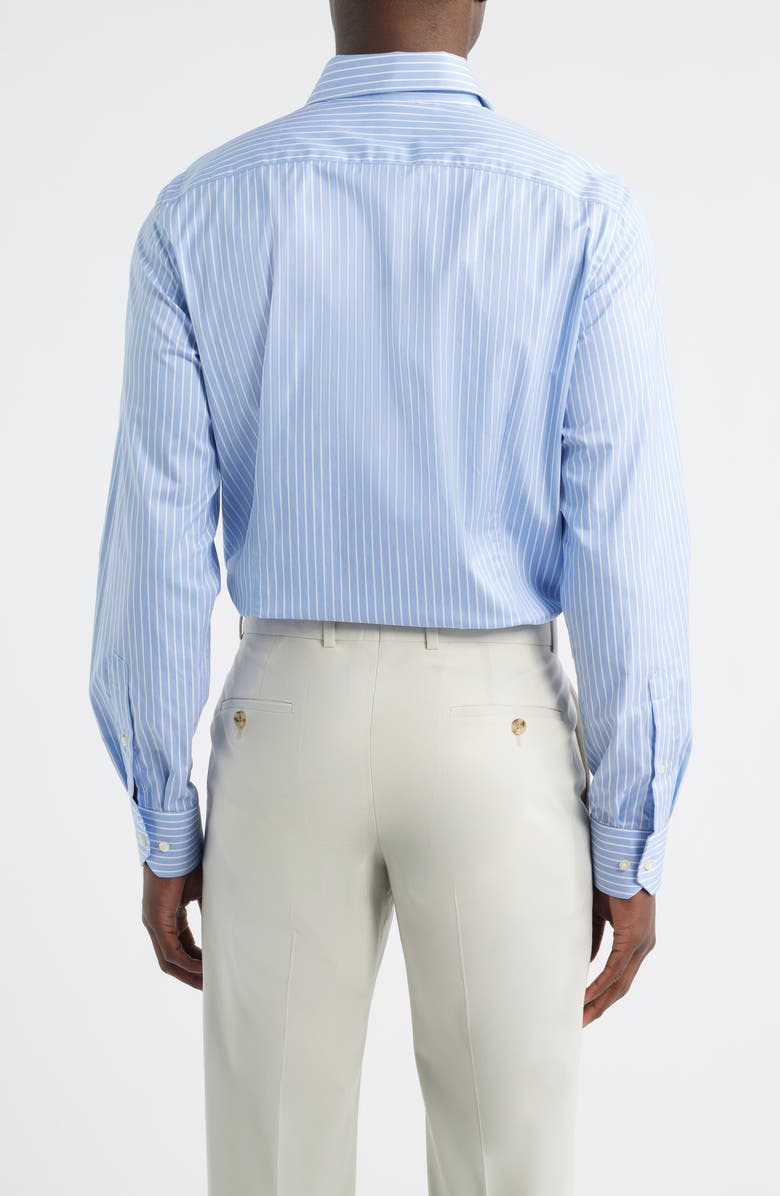 Emanuel Berg Modern Fit Stripe Natural Stretch Yoga Twill Dress Shirt, Alternate, color, Bright Blue