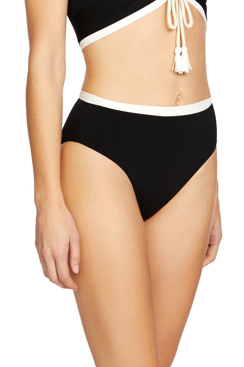 Tierna High Waist Bikini Bottoms, Alternate, color, BLACK/ CREAM