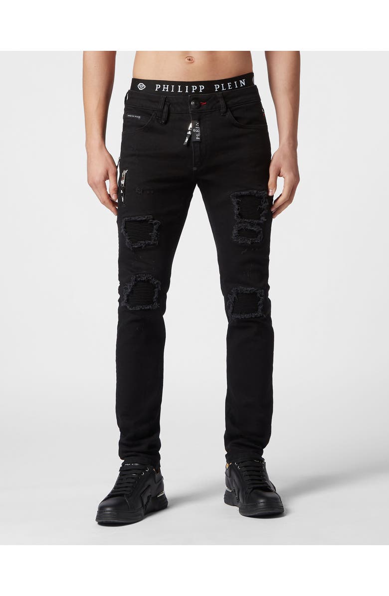 PHILIPP PLEIN Denim Trousers Super Straight Cut Men, Main, color, Deepblack