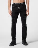 PHILIPP PLEIN Denim Trousers Super Straight Cut Men