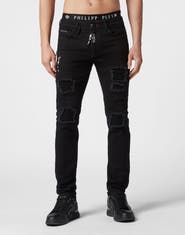 PHILIPP PLEIN Denim Trousers Super Straight Cut Men