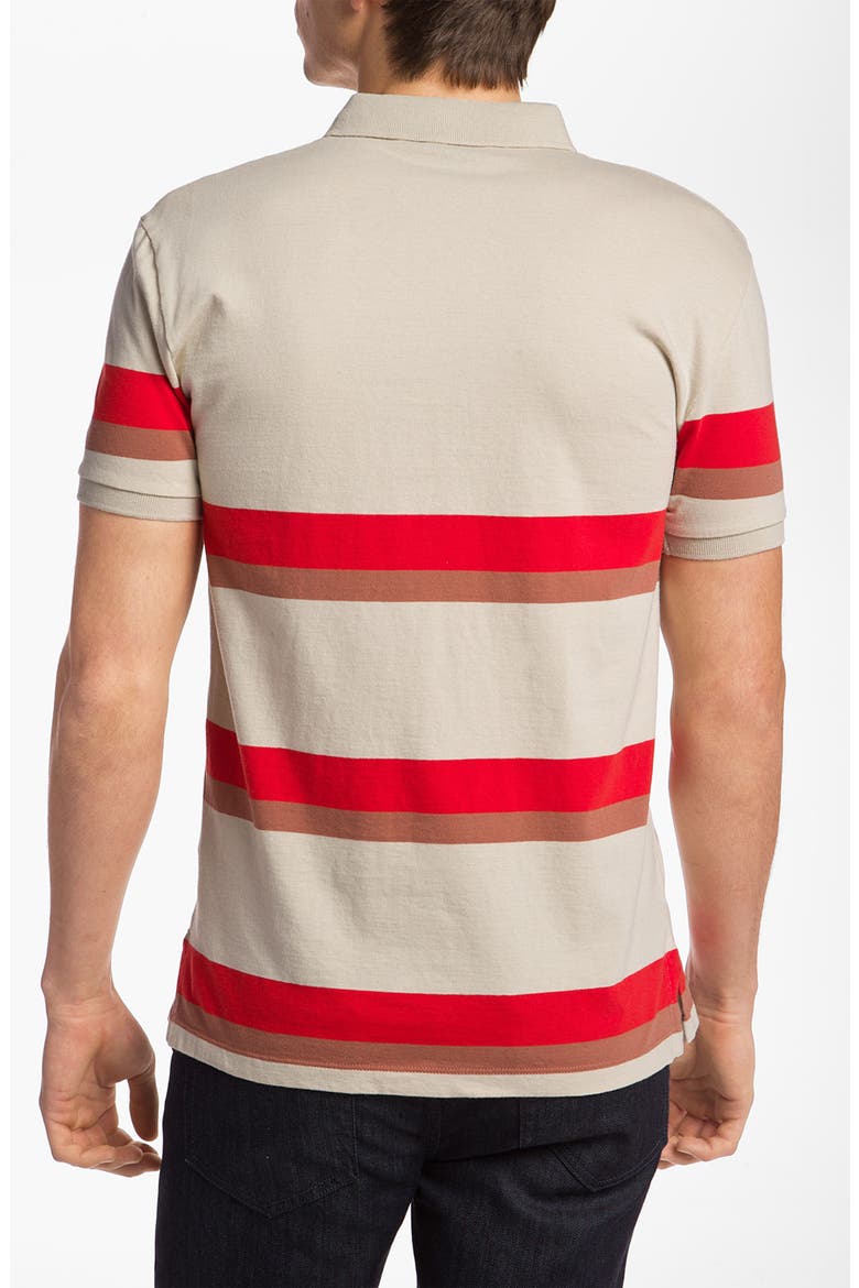 'Elliott' Stripe Print Polo, Alternate, color, OATMEAL MULTI