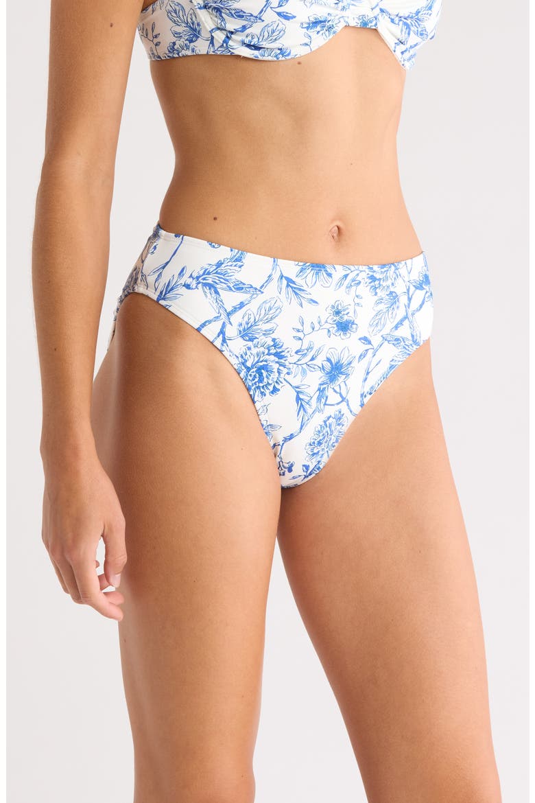 High Waist Bikini Bottoms, Alternate, color, BLUE CHINOISERIE