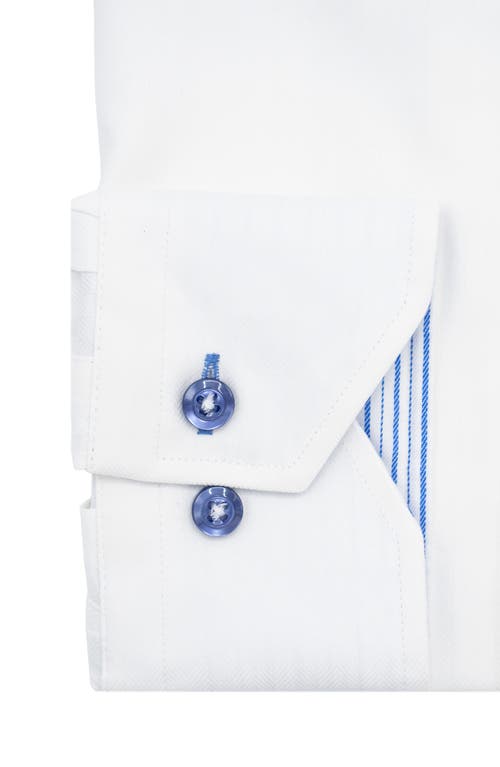 Lorenzo Uomo Trim Fit Textured Herringbone Dress Shirt In White
