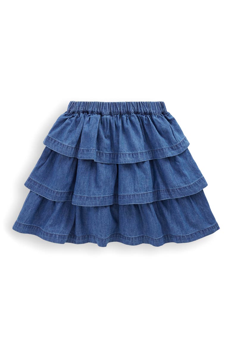 Kids' Tiered Denim Skirt, Alternate, color, MID VINTAGE DENIM