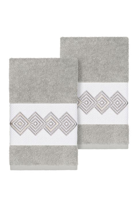Noah Embellished Hand Towel - Set of 2 - Light Grey