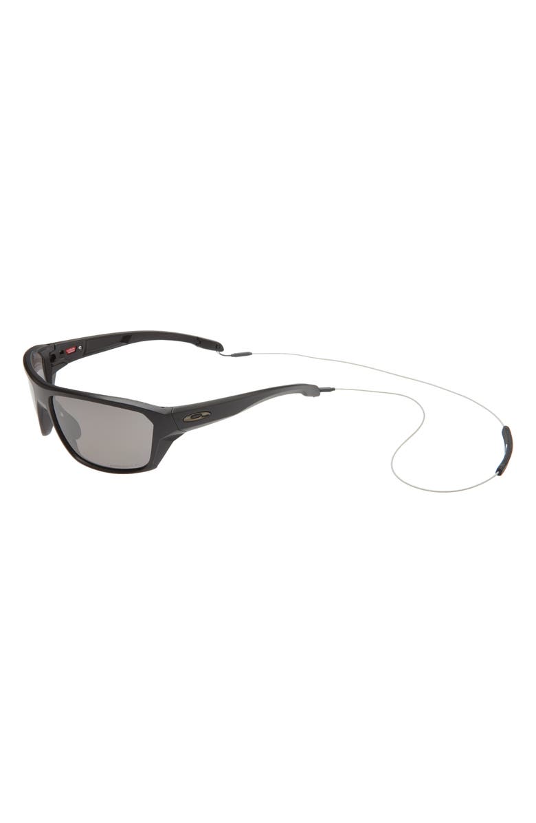 Oakley Split Shot 64mm Polarized Rectangle Sunglasses, Alternate, color, Matte Black/ Prizm Black