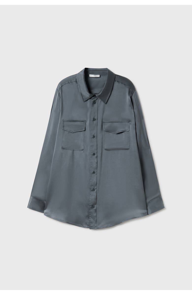 SILK LAUNDRY BOYFRIEND SHIRT SLATE, Main, color, Slate
