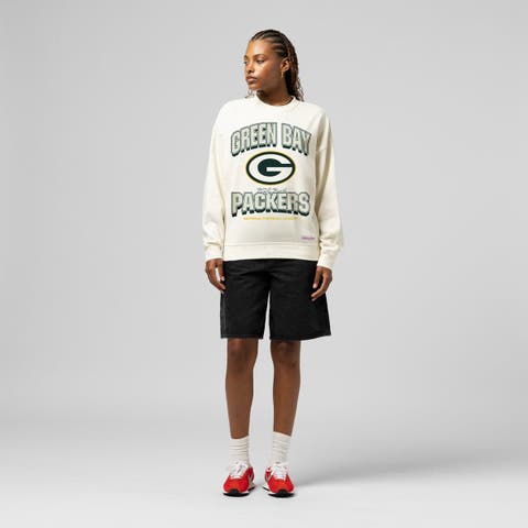 Women's  Mitchell & Ness  Cream Green Bay Packers Tonal Arch Sweatshirt