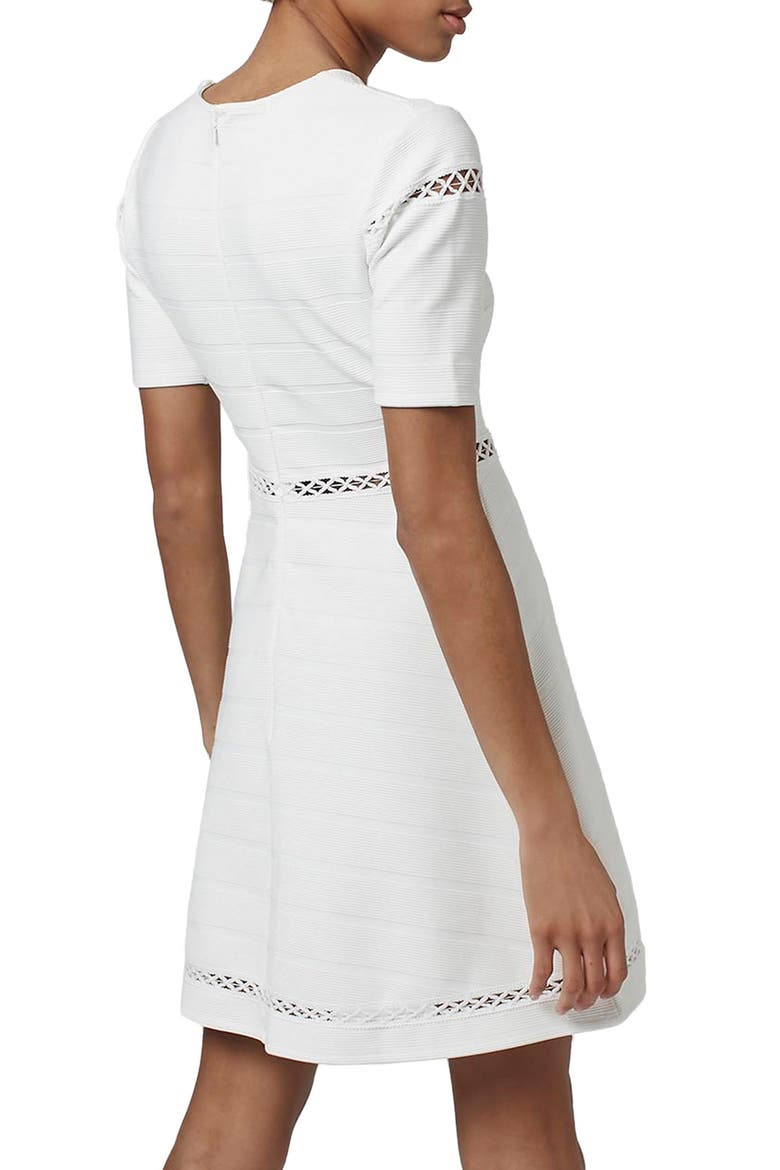 Openwork Inset Bandage Skater Dress, Alternate, color, IVORY