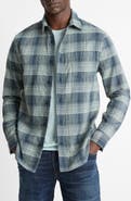 Vince Big Sky Gradient Check Cotton Button-Up Shirt