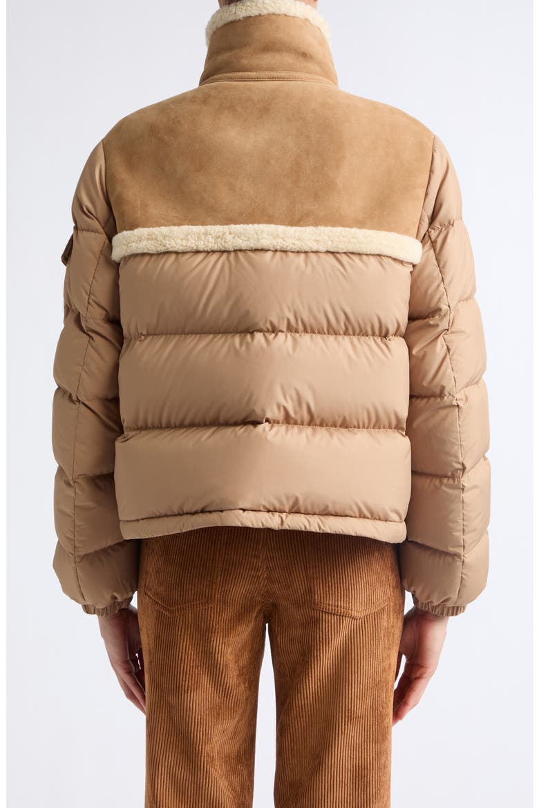 Aurore Genuine Shearling Trim Down Jacket, Alternate, color, BROWN