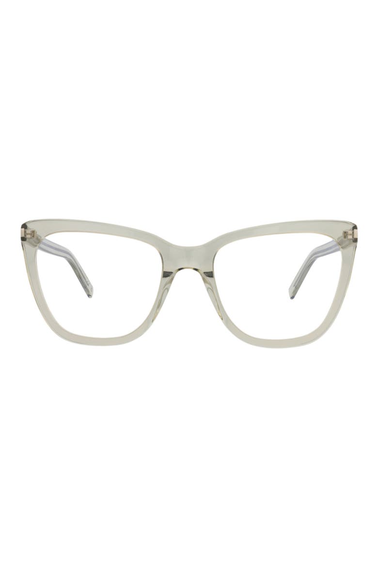 55mm Cat Eye Optical Glasses, Main, color, GREEN GREEN TRANSPARENT