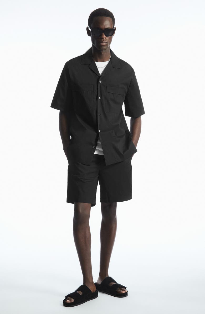 COS Regular Fit Short Sleeve Button-Up Utility Shirt, Alternate, color, Black Dark Match With Montagu