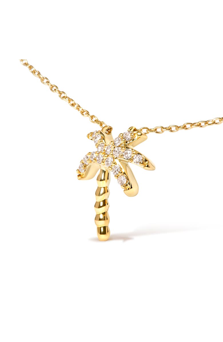 Haus of Brilliance 10K Yellow Gold 1/10 Cttw Round Diamond Palm Tree Inch Pendant Necklace, Alternate, color, Yellow