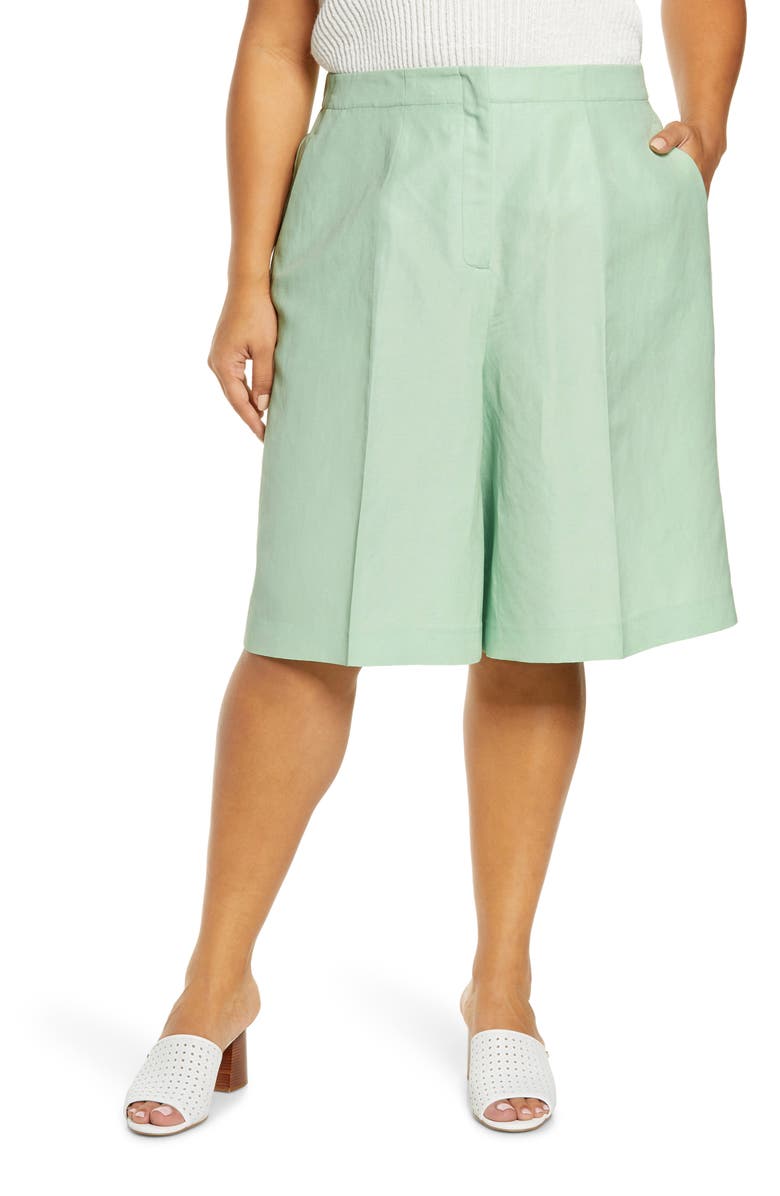 Lafayette 148 New York Ryerson Silk & Linen Bermuda Shorts, Main, color,
