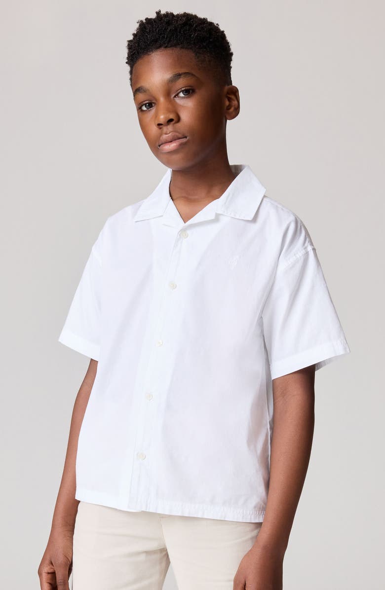 smALLSAINTS by ALLSAINTS Kids' Oversize Ramskull Cotton Camp Shirt, Alternate, color, White