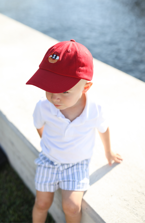 Bits & Bows Pirate Ship Twill Baseball Hat In Red