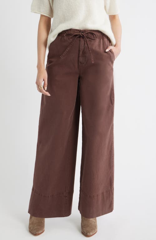 Treasure & Bond Drawstring Wide Leg Pants In Brown