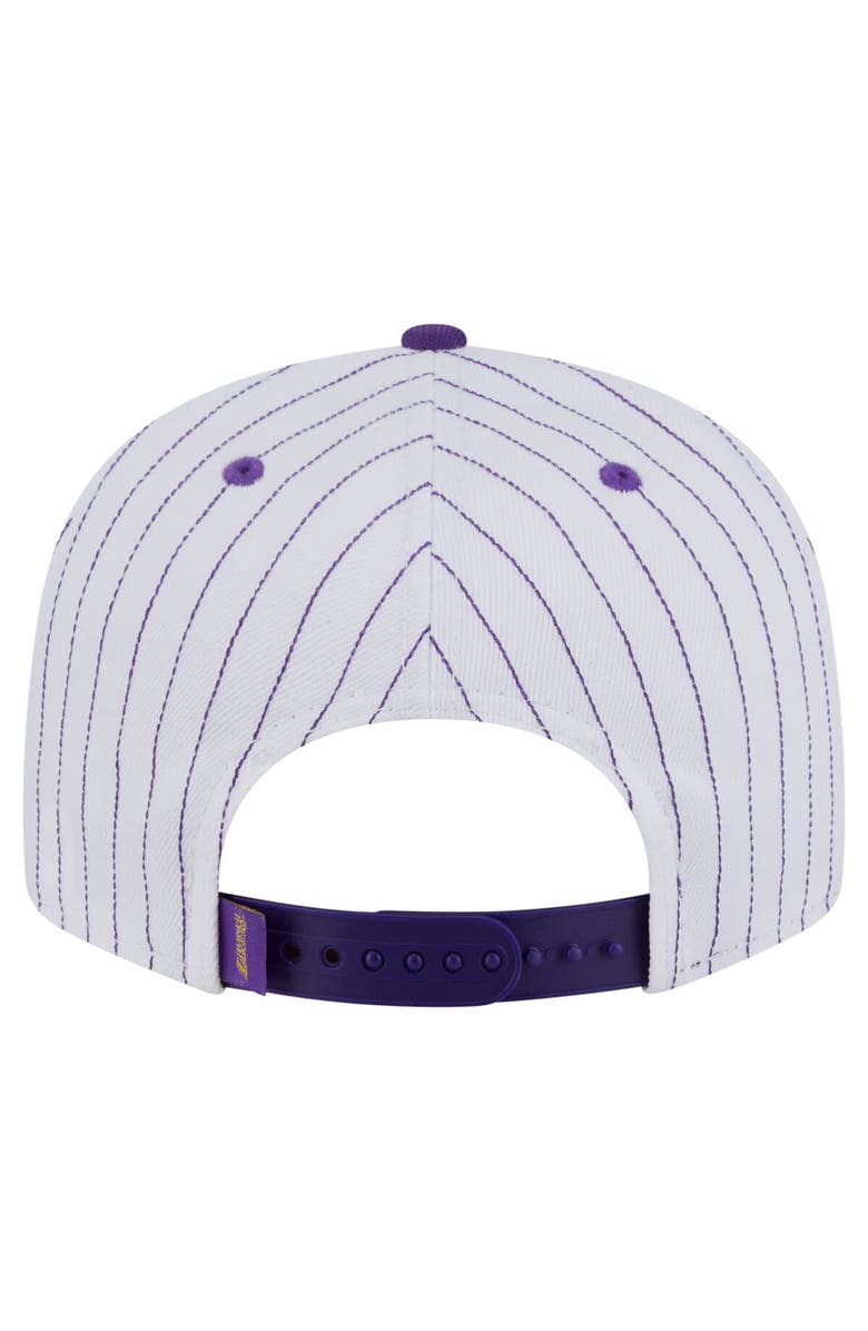New Era Men's New Era  White Los Angeles Lakers Deceptor Pinstripe 9FIFTY Snapback Hat, Alternate, color, White