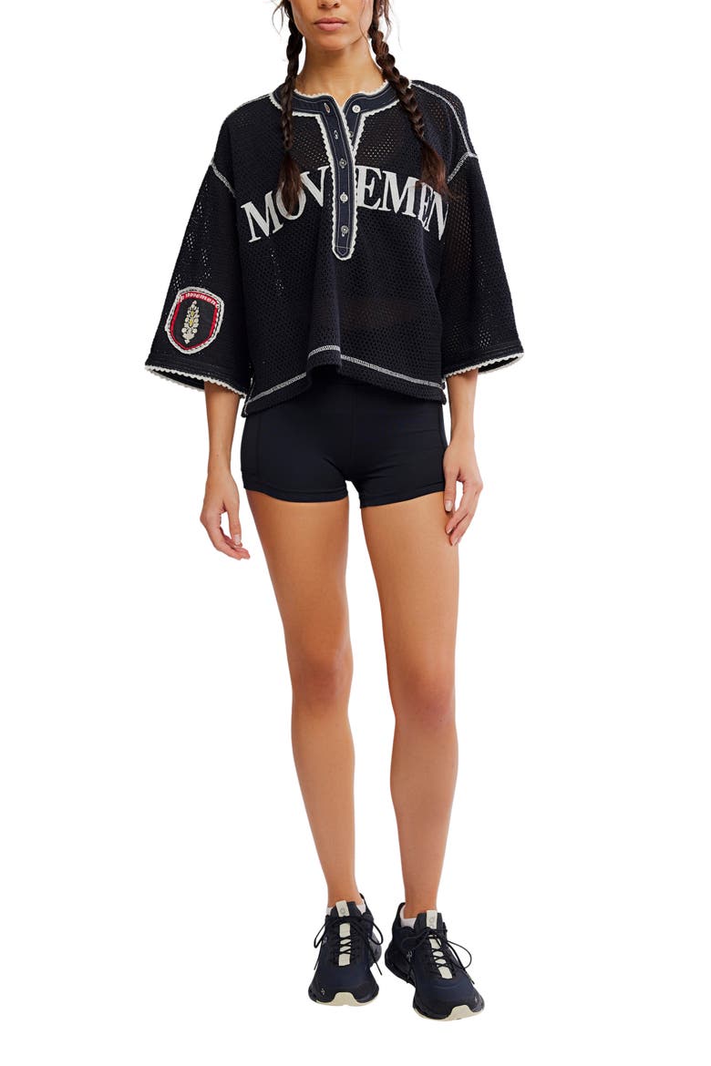 FP Movement Camp Out Embroidered Open Stitch Top, Alternate, color, BLACK