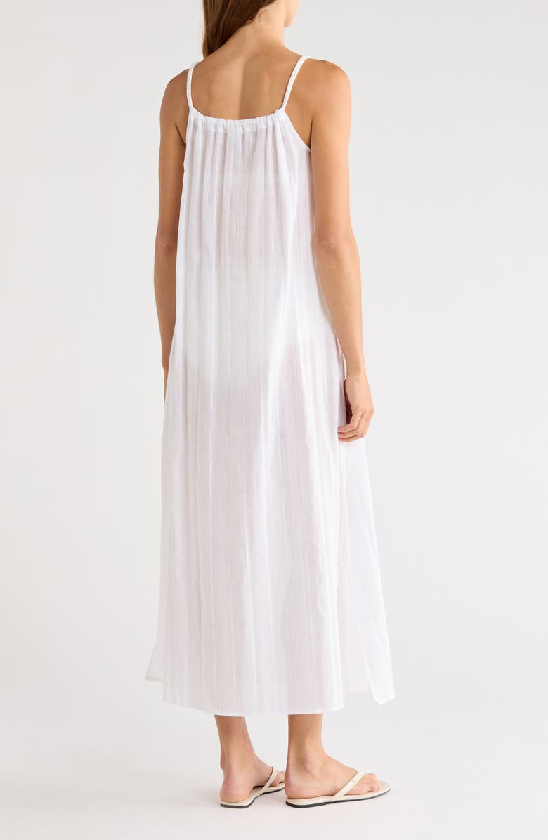 Nordstrom Textured Stripe Cotton Cover-Up Maxi Dress, Alternate, color, White