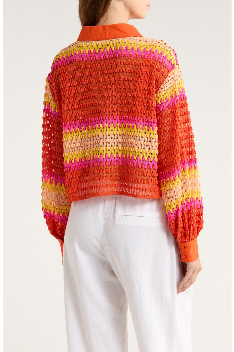 Naomi Metallic Cover-Up Shirt, Alternate, color, VIVID ORANGE CROCHET