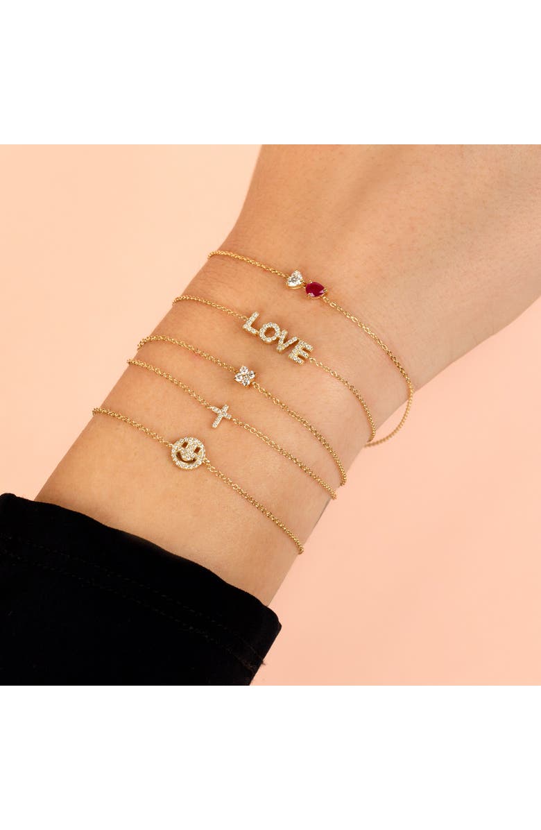 BY ADINA EDEN Diamond Tiny Cross Bracelet 14K, Alternate, color,