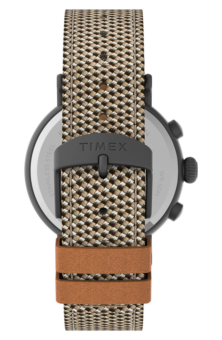 Timex<sup>®</sup> Standard Chronograph Textile & Leather Strap Watch, 41mm, Alternate, color, 