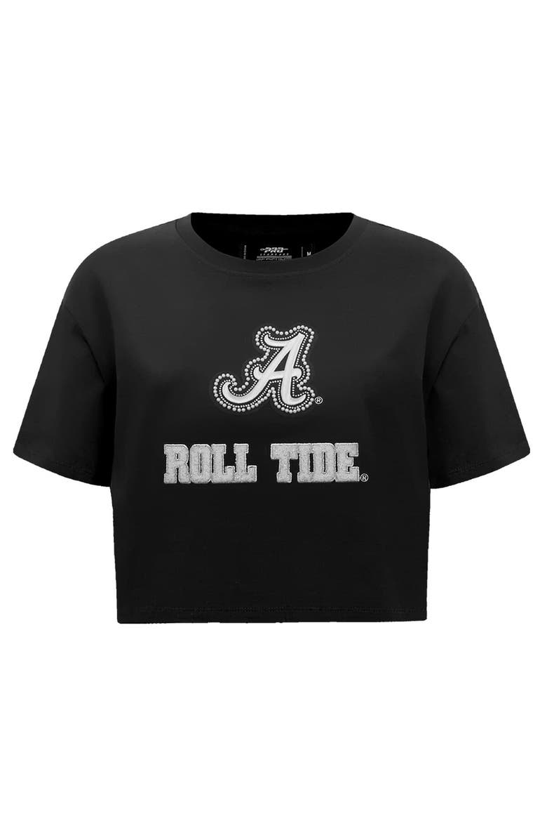 PRO STANDARD Women's Pro Standard Black Alabama Crimson Tide Rhinestone & Pearl Boxy Cropped T-Shirt, Alternate, color, Black