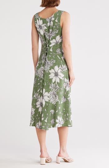 Floral Lace Back Sleeveless Midi Dress