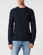 PHILIPP PLEIN Jacquard Silk Wool Pullover Round Neck Ls Monogram Men