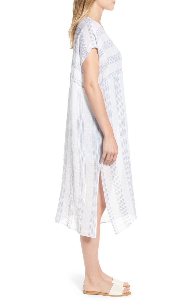 Eileen Fisher Stripe Organic Linen Shift Dress, Alternate, color, 