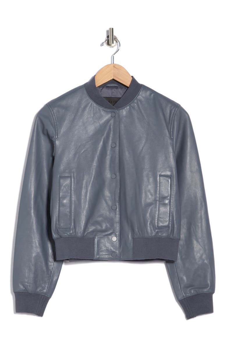 Riley Leather Bomber Jacket, Alternate, color, TURBULENCE GREY