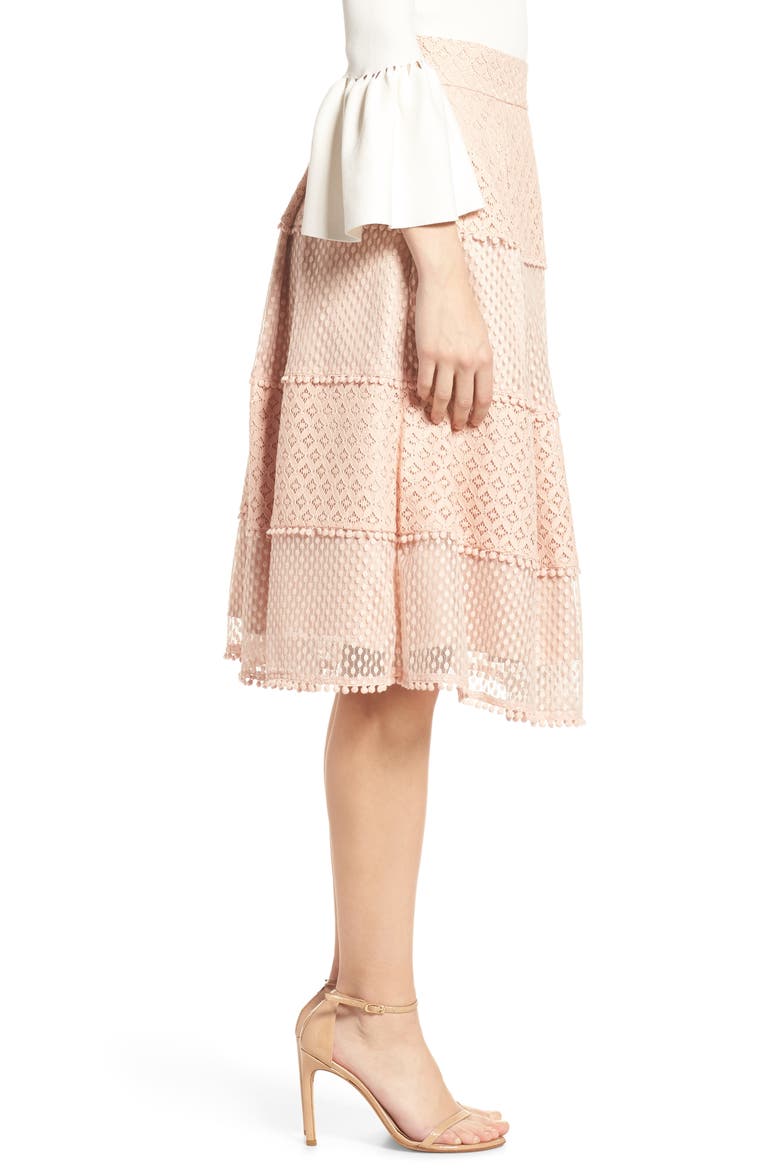 Banded Lace Midi Skirt, Alternate, color, BLUSH