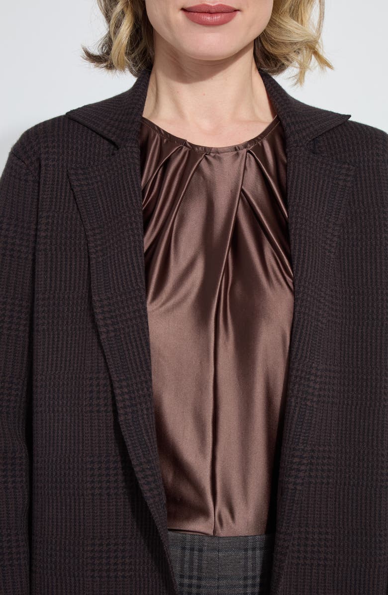 Lysse Lina Glen Plaid Jacquard Sweater Coat, Alternate, color, Double Espresso Black