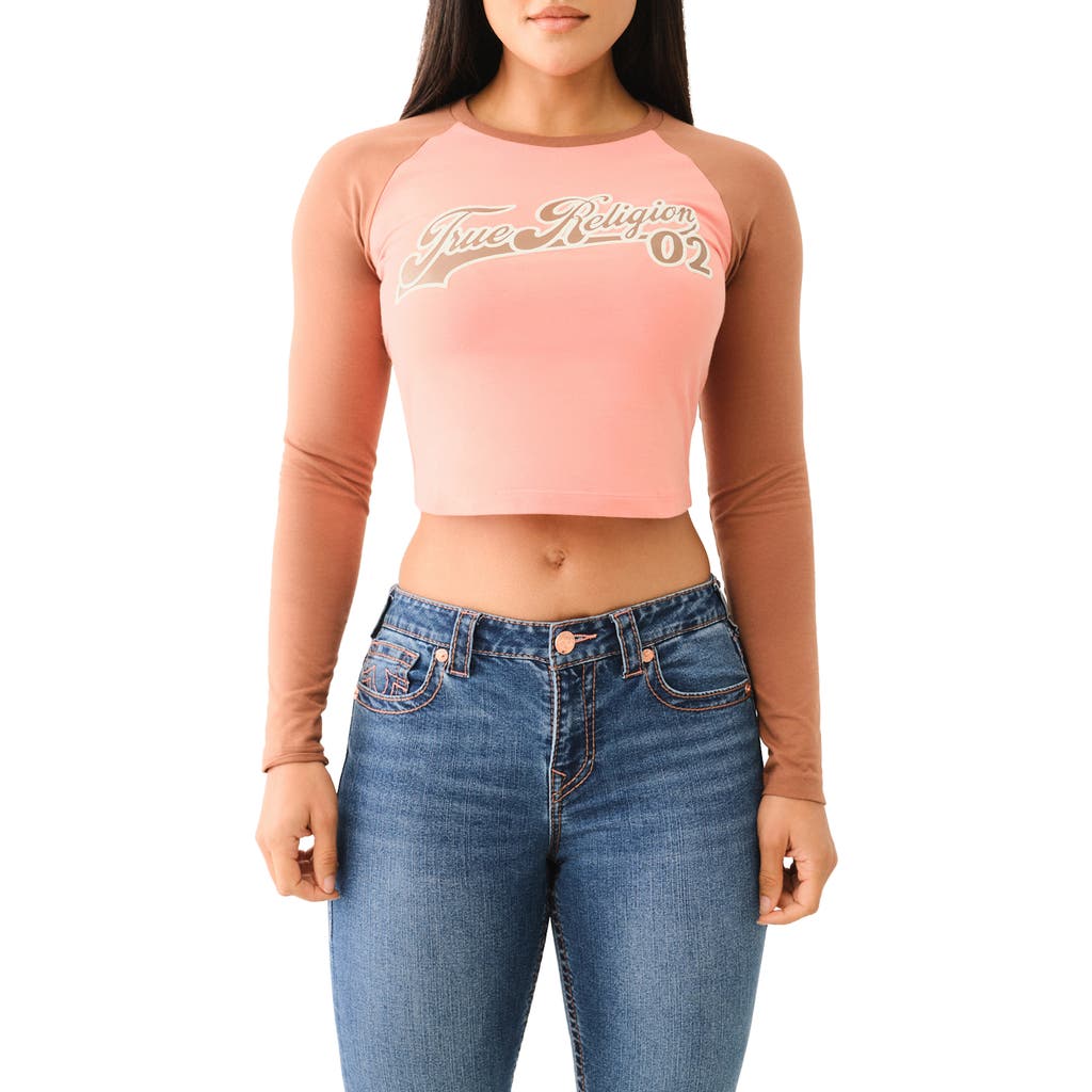TRUE RELIGION TRUE RELIGION SLIM COLORBLOCK LONG SLEEVE COTTON GRAPHIC T-SHIRT