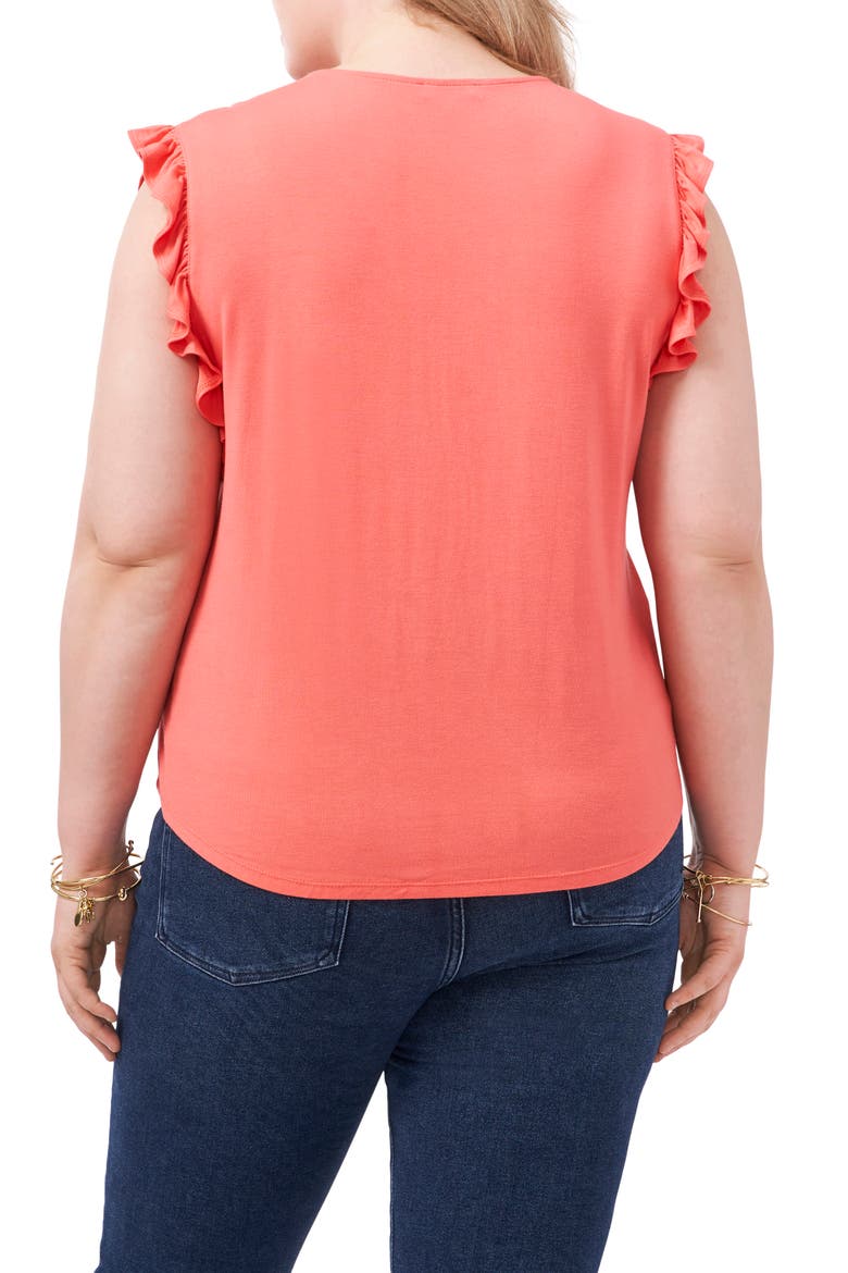V-Neck Ruffle Knit Top, Alternate, color, CAMEO CORAL