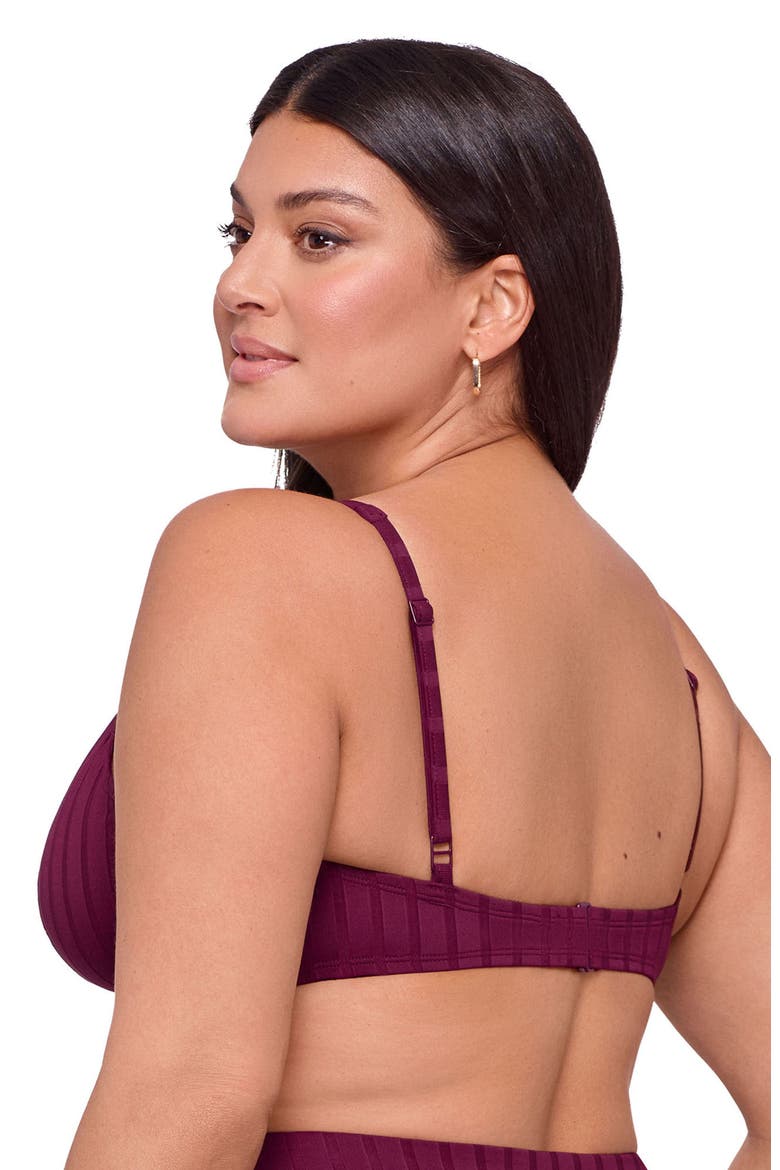 Supportive and Sculpting Wide Ribbed Tall Underwire Bikini Swimsuit Top, Alternate, color, Cherry Mocha Wide Rib