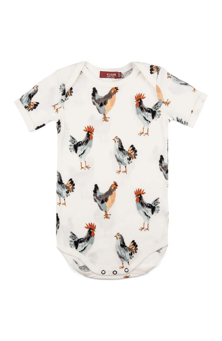 Milkbarn Organic Cotton One Piece, Main, color, Chicken