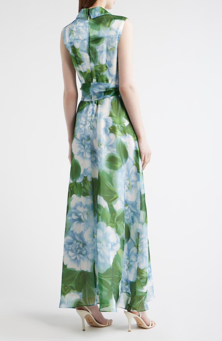 Julia Jordan Tie Waist Sleeveless Gown, Alternate, color, Green Multi