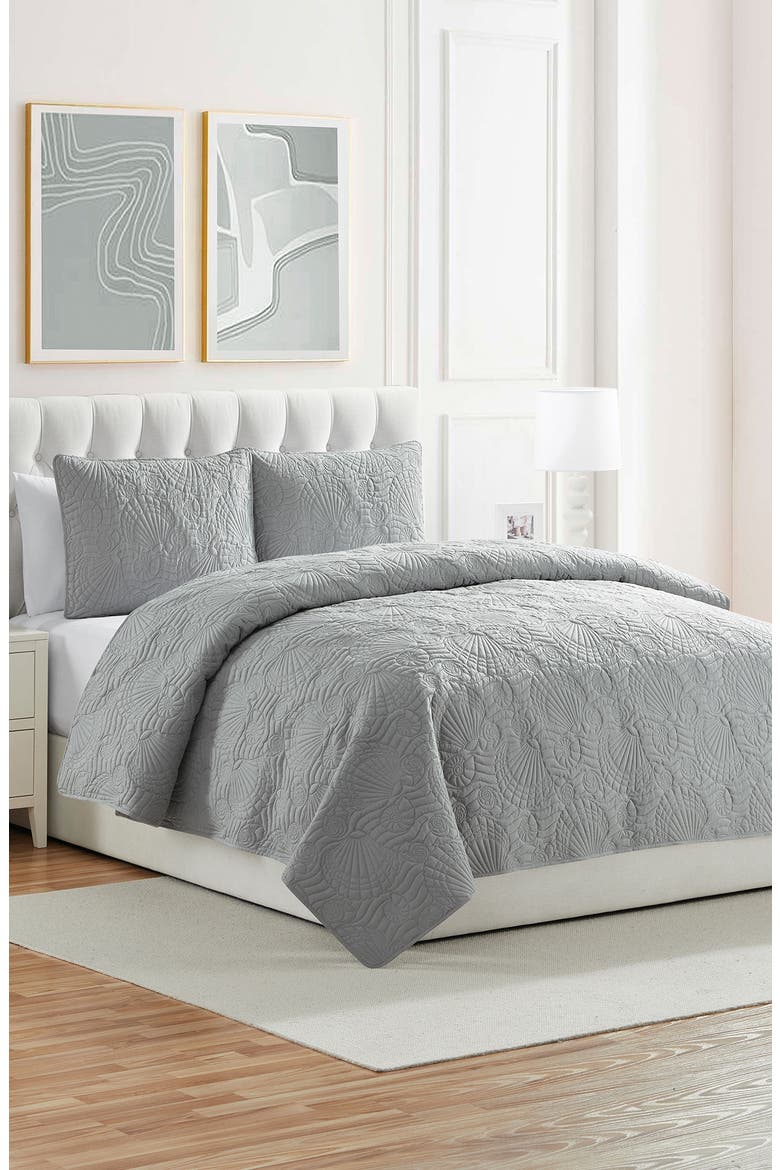 Ocean Solid 3-Piece Quilt Set, Alternate, color, GREY