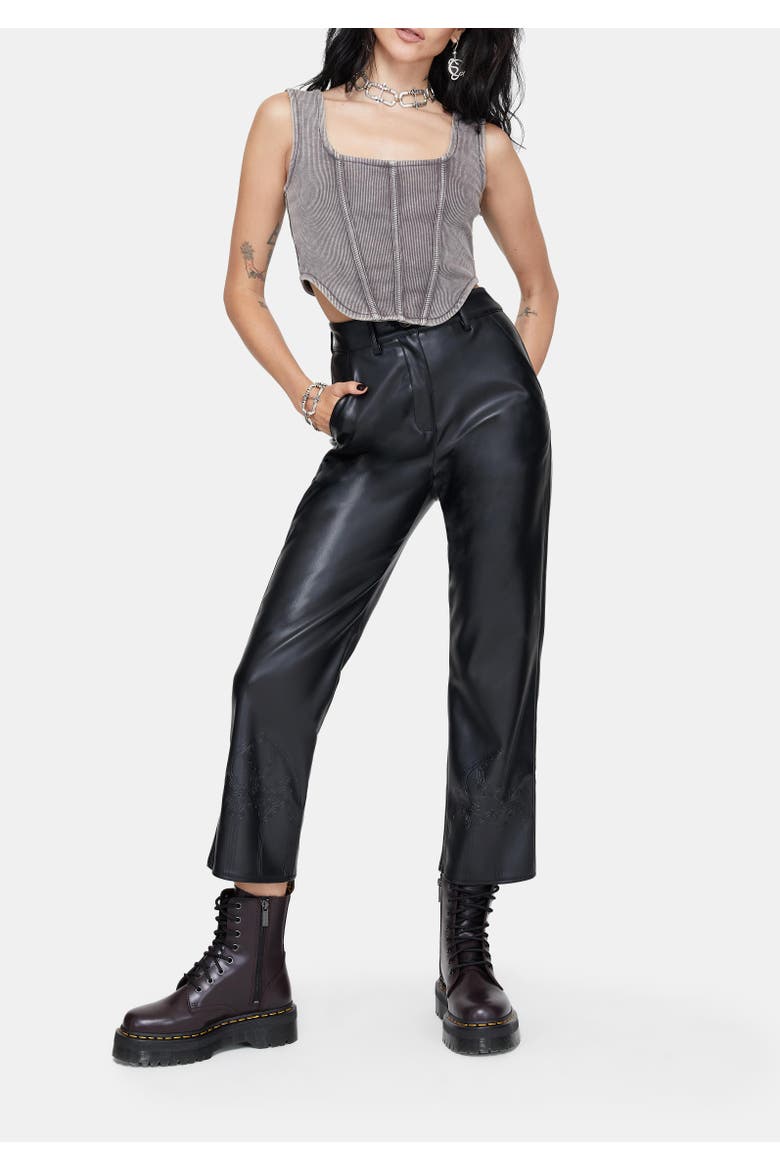 High-Rise Cropped Trousers, Alternate, color, Black