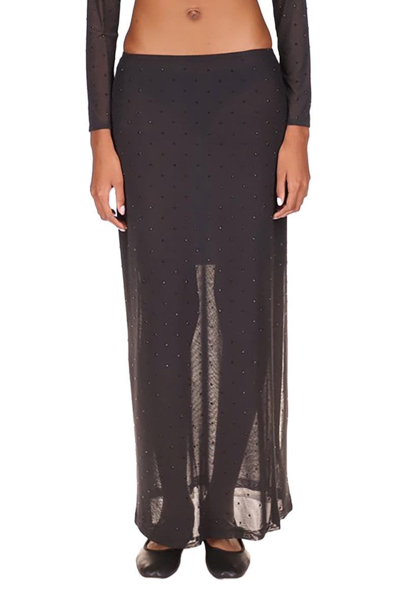 Anna Sui Rhinestone Mesh Skirt, Alternate, color, Black