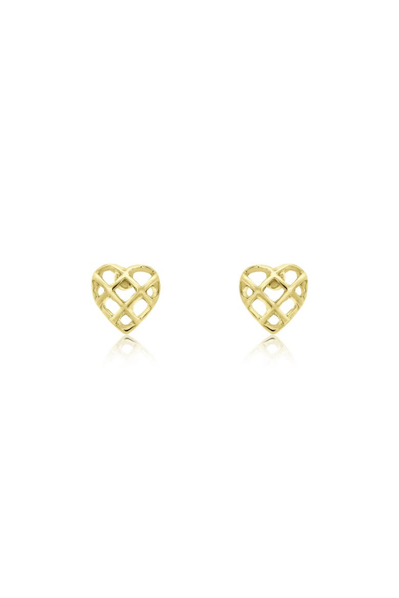 Cage Heart Stud Earrings, Alternate, color, Gold Plated Sterling Silver