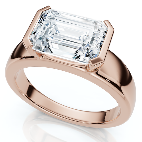 Bliss Diamond Certified 3ct East West Emerald Diamond Engagement Ring 14k Gold Or Pt Lab Grown In 14k Rose Gold