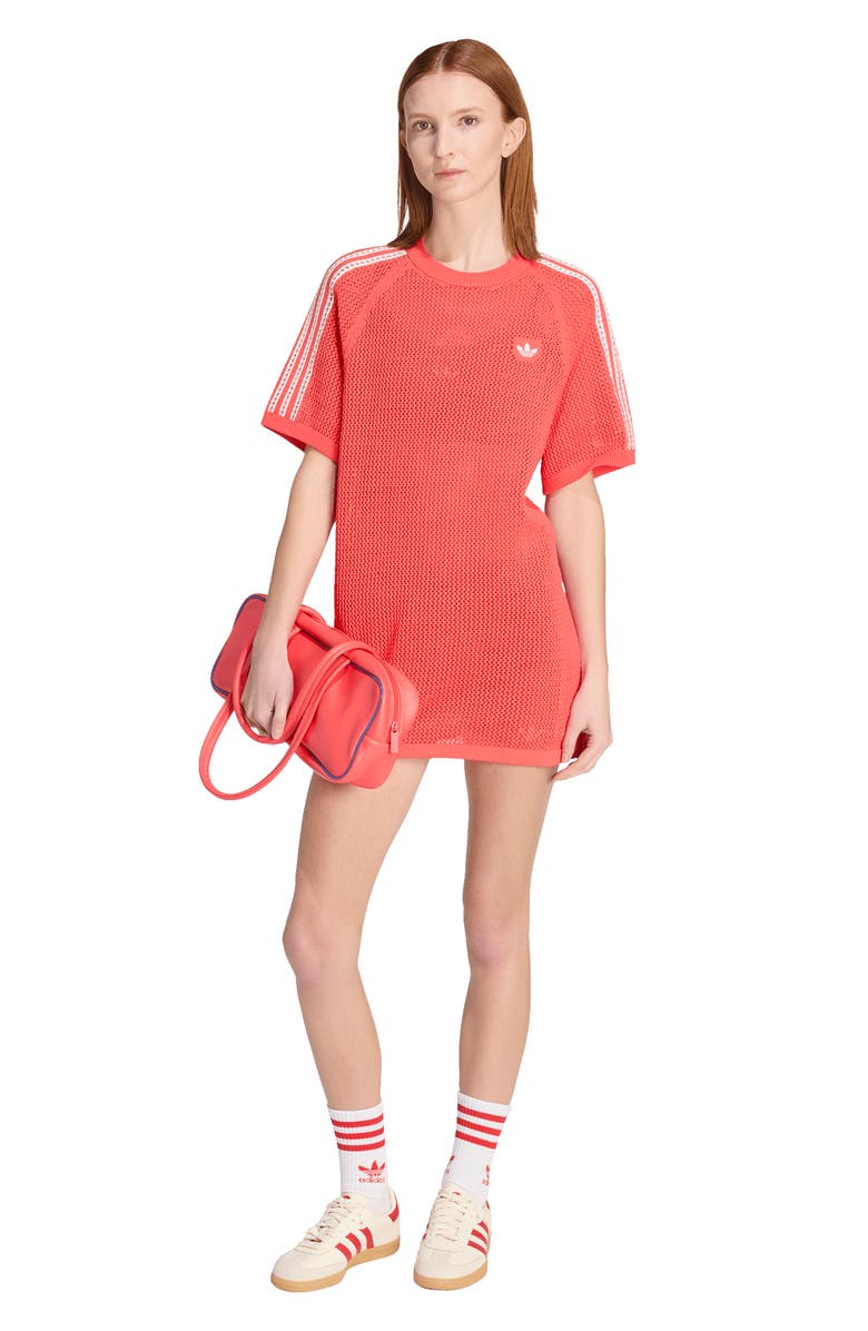adidas Originals Open Stitch Dress, Alternate, color, Semi Lucid Red