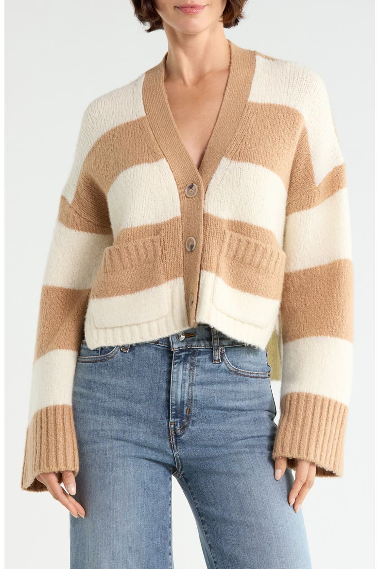 Striped Cardigan, Main, color, LIGHT CAMEL MULTI