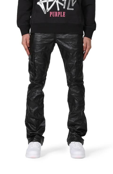 Slim Boot Cut Coated Cargo Pants