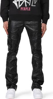 PURPLE BRAND Slim Boot Cut Coated Cargo Pants